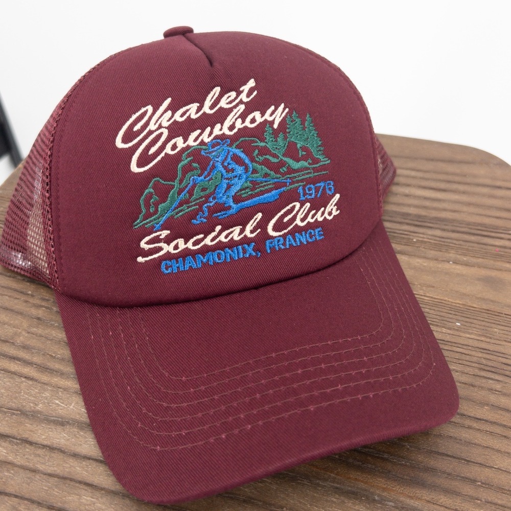 Anthropologie Worn/West Chalet Cowboy Social Club Trucker Hat ChamonixFrance NWT